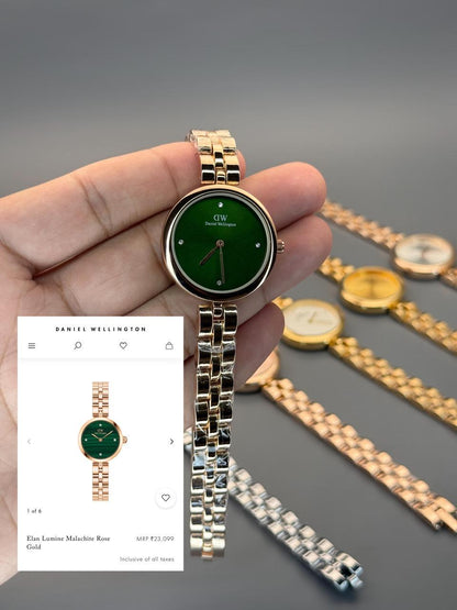 DANIEL WELLINGTON ELAN LUMINE ROSE GOLD MALACHITE DIAL WATCH