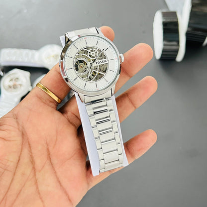 Fossil Automatic Skeleton Watch – Silver Stainless Steel